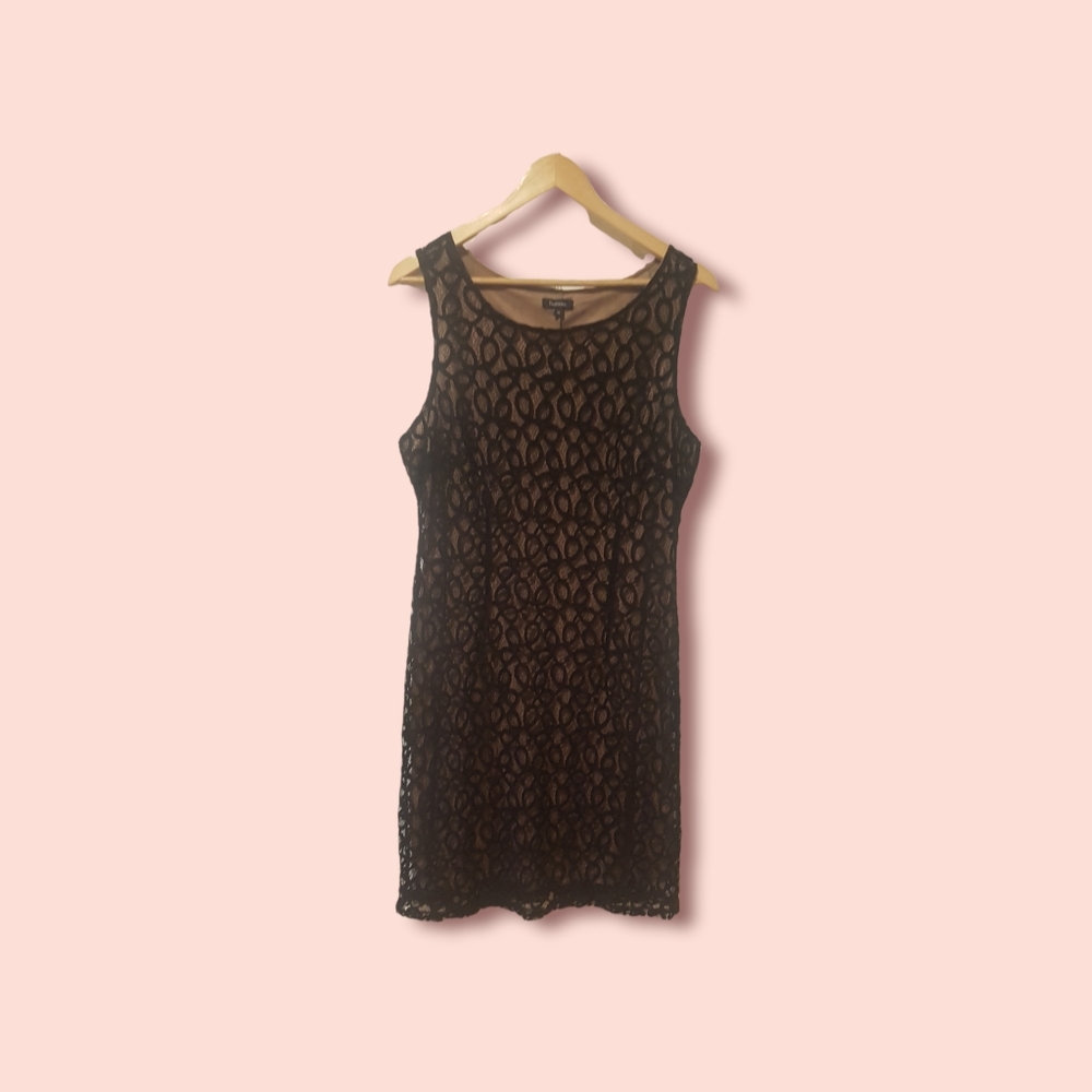 Black lace and tan lining sleeveless dress size 13